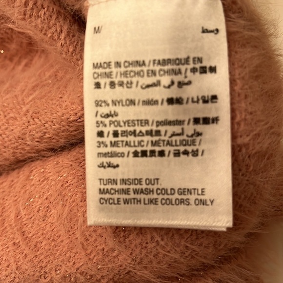 INC International Concepts Pink Blush Eyelash Turtleneck Sweater Sz M - Picture 7 of 7